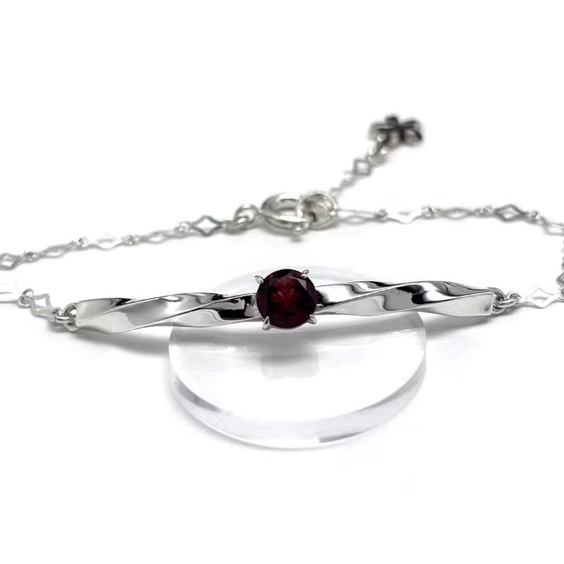 桜/ガーネット/ブレスレット/シルバー925/シルバーアクセサリー/和風/着物/日本製/送料無料