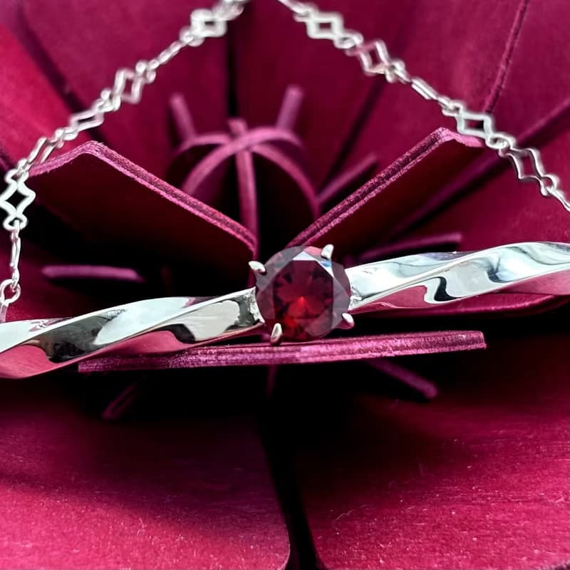 桜/ガーネット/ブレスレット/シルバー925/シルバーアクセサリー/和風/着物/日本製/送料無料