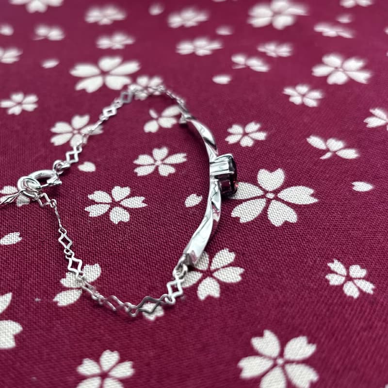 桜/ガーネット/ブレスレット/シルバー925/シルバーアクセサリー/和風/着物/日本製/送料無料