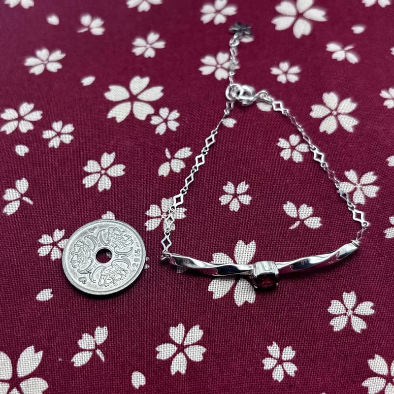 桜/ガーネット/ブレスレット/シルバー925/シルバーアクセサリー/和風/着物/日本製/送料無料