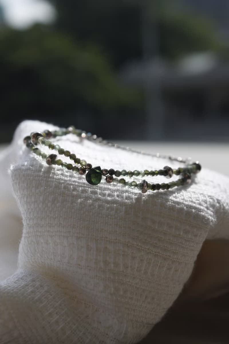 碧草| 自然植系// 綠碧璽純銀手鍊//