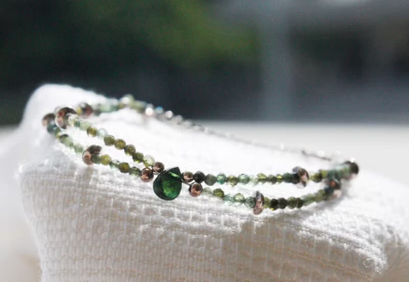 碧草| 自然植系// 綠碧璽純銀手鍊//