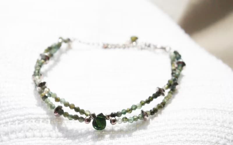 碧草| 自然植系// 綠碧璽純銀手鍊//