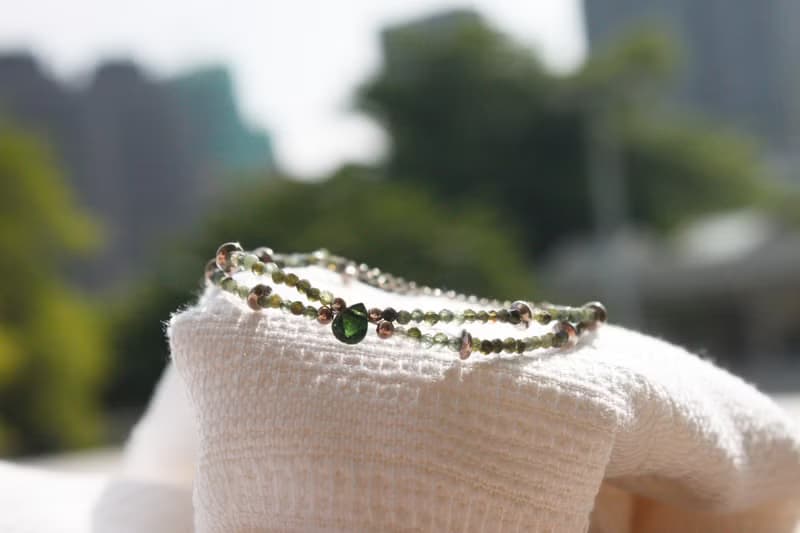 碧草| 自然植系// 綠碧璽純銀手鍊//