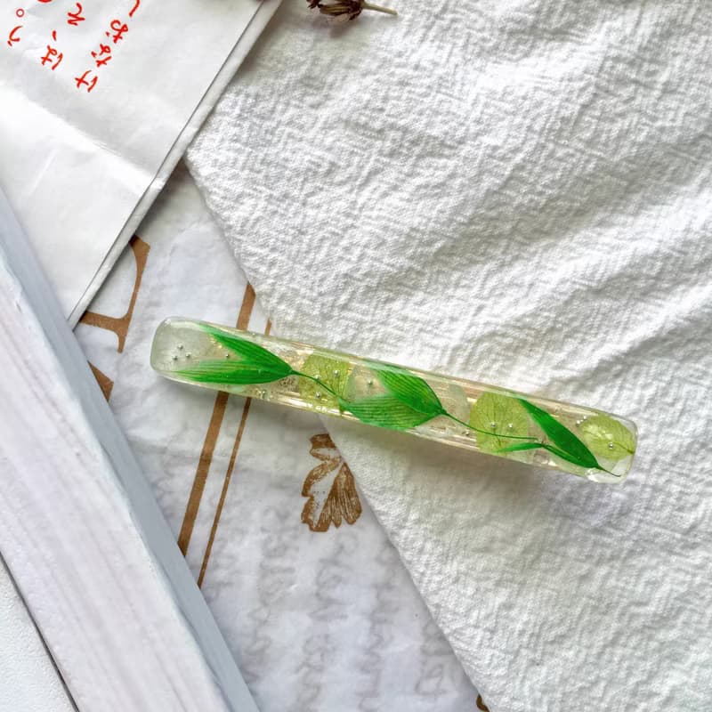 綠色燕麥髮夾 【綠色校草】 乾燥花 植物 扁長方形