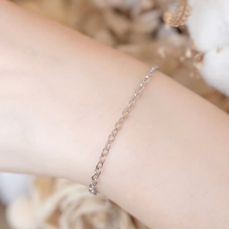 中性花紋風格925純銀手鍊