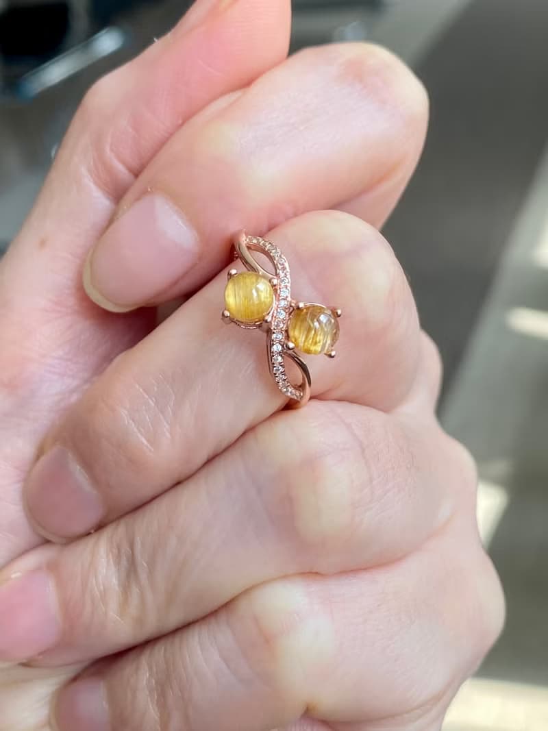 金鈦晶玫瑰金造型925銀戒指