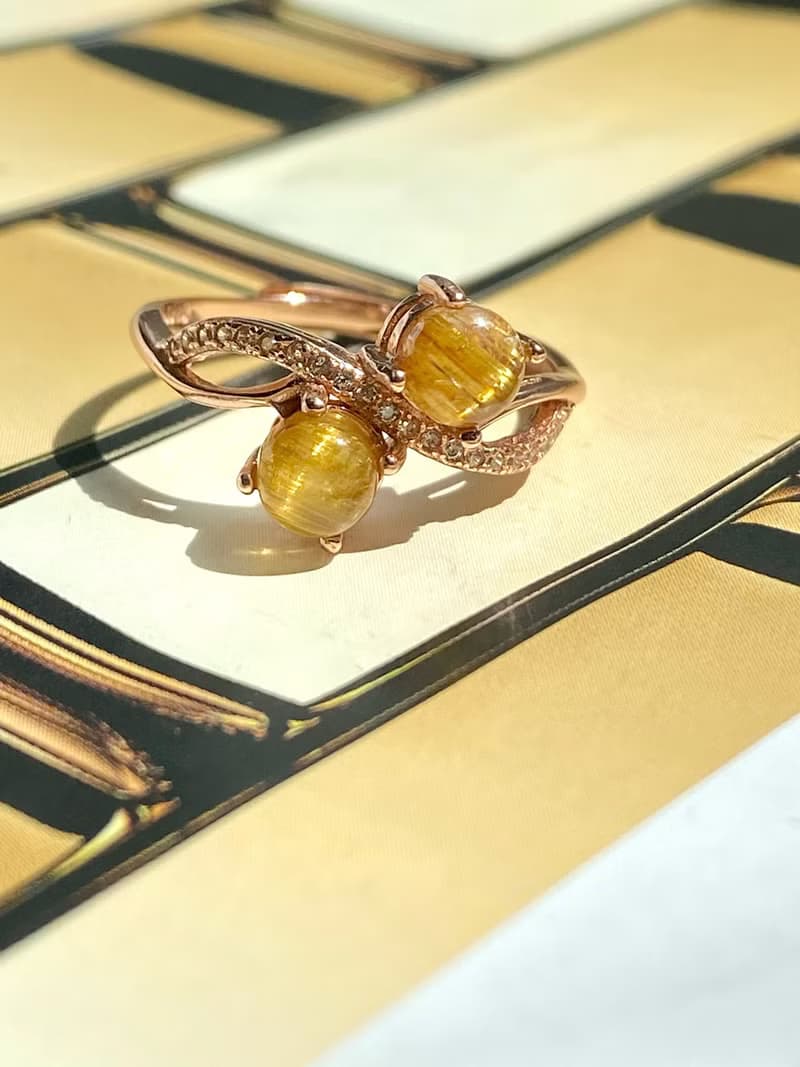 金鈦晶玫瑰金造型925銀戒指