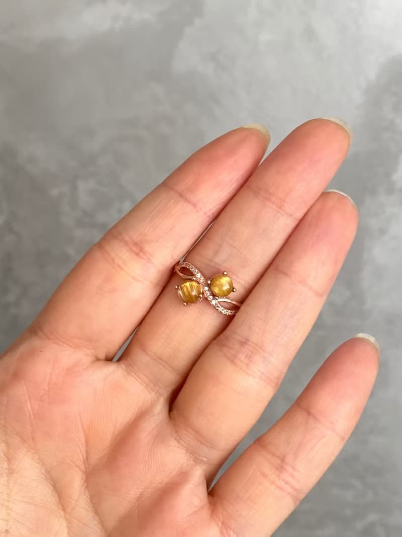 金鈦晶玫瑰金造型925銀戒指