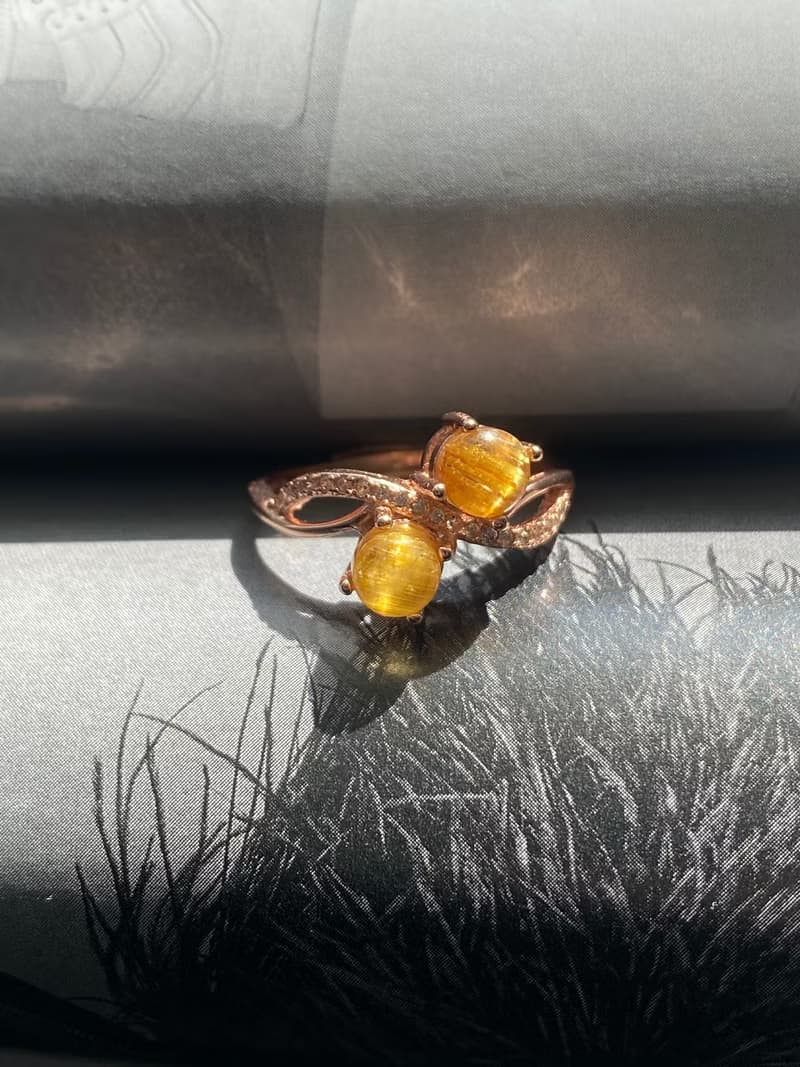 金鈦晶玫瑰金造型925銀戒指