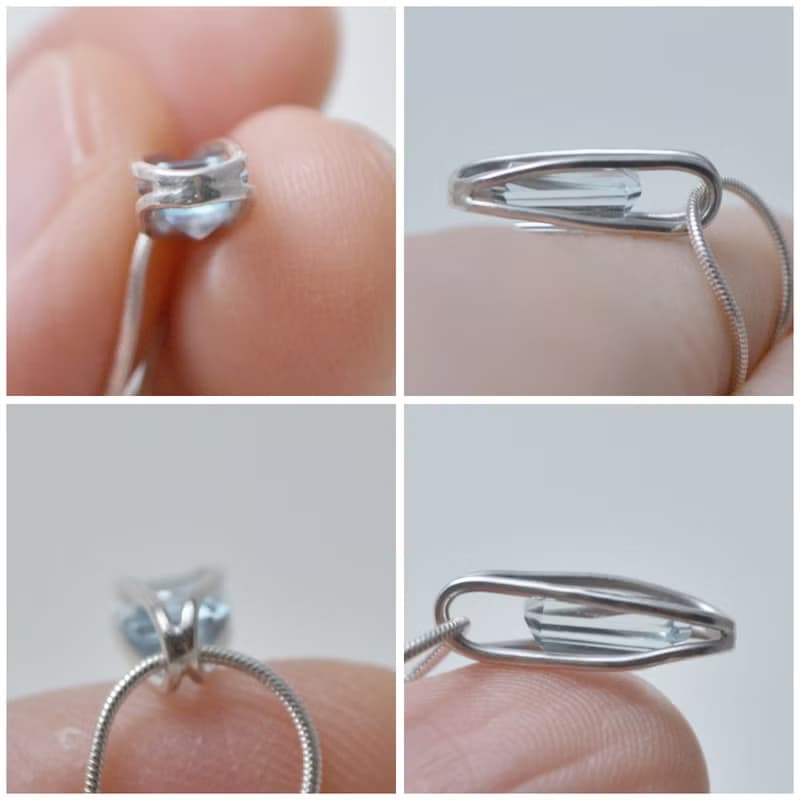 簡單系列-方形刻面海水藍寶‧純銀墜‧純銀鍊項鍊