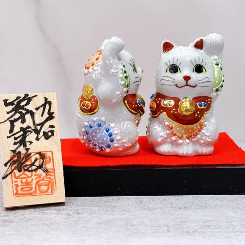 【福笑一對】日本九谷燒招財貓 | 笑門來福 一對