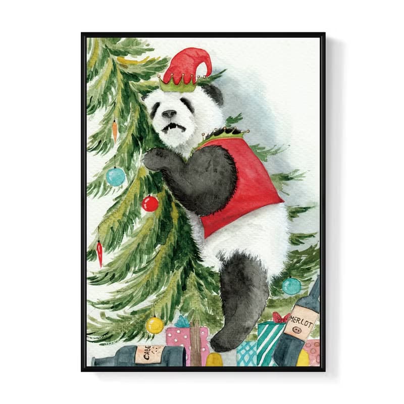 醉後熊貓 - 聖誕熊貓插畫/聖誕趣味插畫/聖誕交換禮物/耶誕節節慶