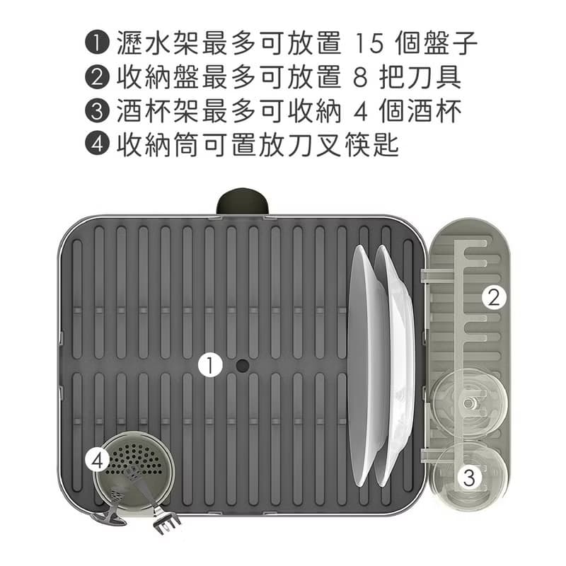 【Umbra】Holster瀝水餐具碗盤瀝水架(昏灰) | 碗盤收納架
