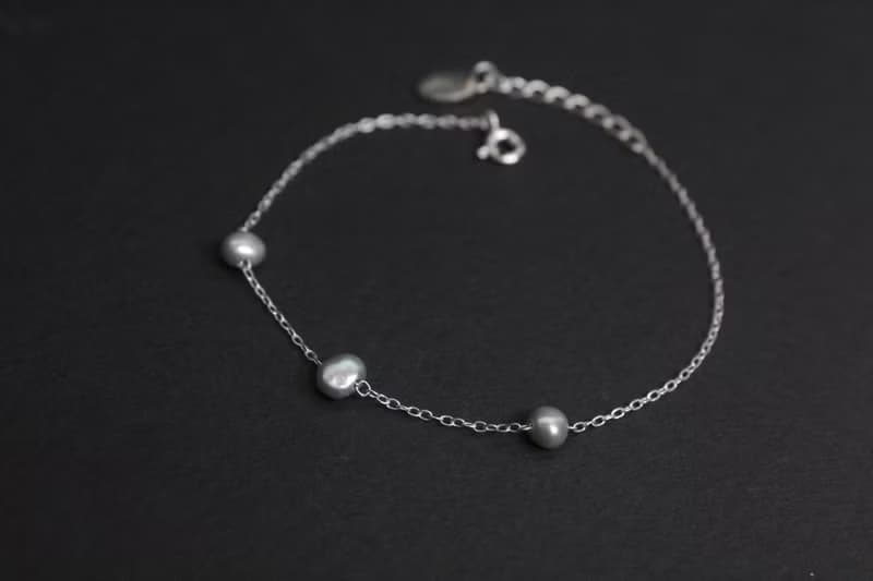 高雅饗宴 純銀手工手鍊 珍珠灰/白兩色