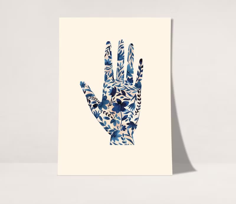 【數位】藍色花朵海報數位 JPEG 可列印牆面畫廊牆面藝術花卉印刷