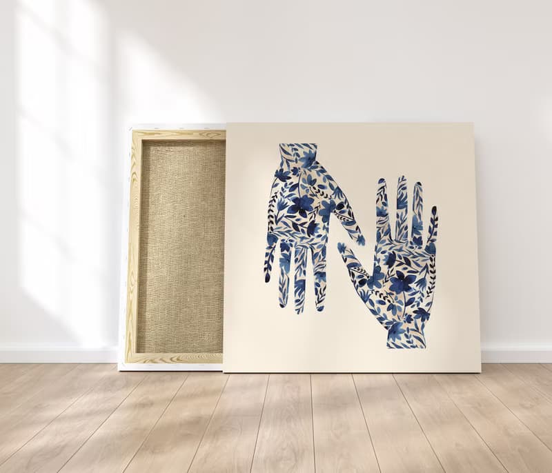 【數位】藍色花朵海報數位 JPEG 可列印牆面畫廊牆面藝術花卉印刷