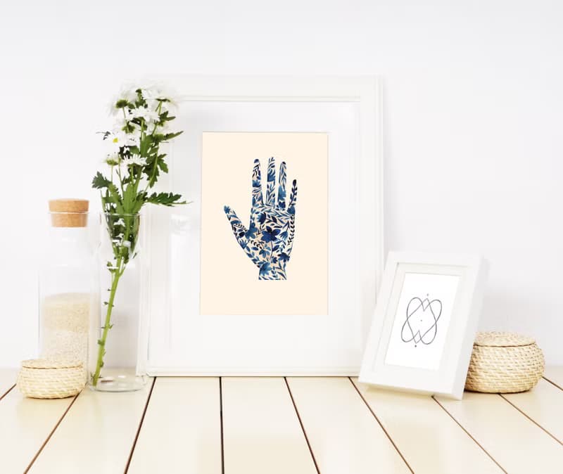 【數位】藍色花朵海報數位 JPEG 可列印牆面畫廊牆面藝術花卉印刷