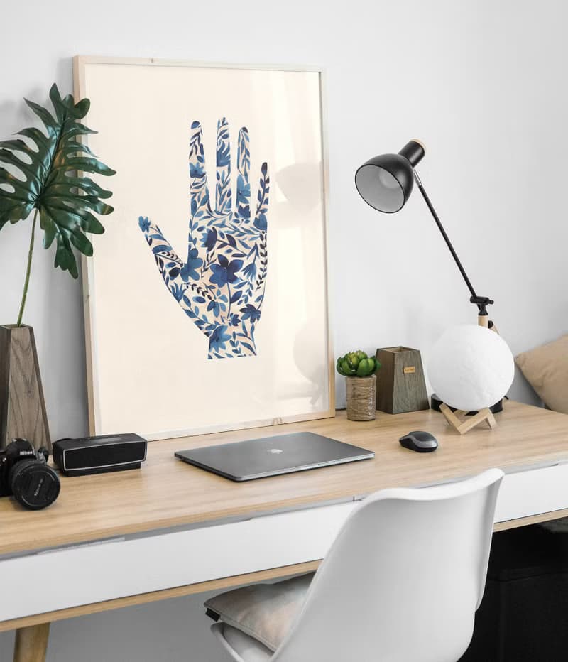 【數位】藍色花朵海報數位 JPEG 可列印牆面畫廊牆面藝術花卉印刷