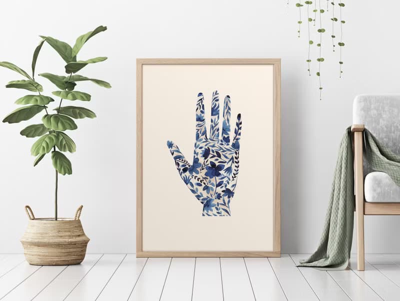 【數位】藍色花朵海報數位 JPEG 可列印牆面畫廊牆面藝術花卉印刷