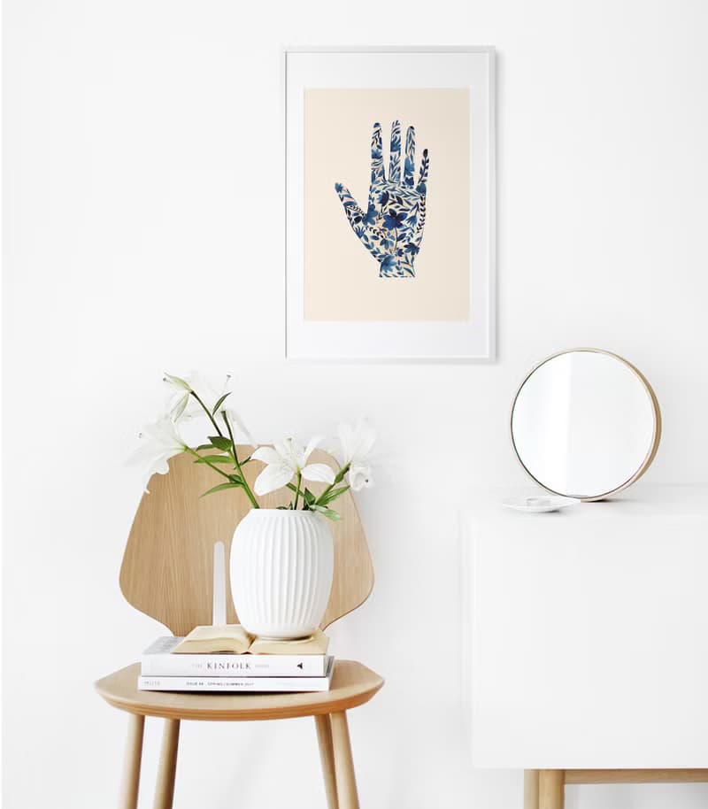 【數位】藍色花朵海報數位 JPEG 可列印牆面畫廊牆面藝術花卉印刷