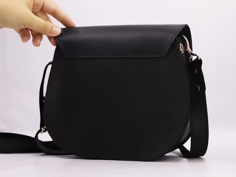Handmade Leather Crossbody Bag/ Small Leather Shoulder Bag/ Little Black Bag