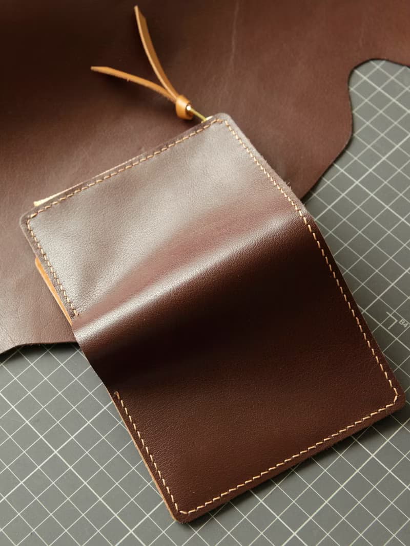 皮革diy材料包/完成品 9卡三折豎款拉鏈零錢袋錢包 銀包錢夾 禮物