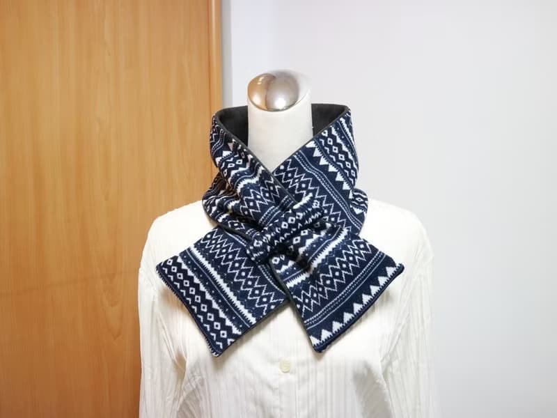 藍原住民風 可調式短圍巾.scarf 保暖圍脖 雙面雙色 大人.小孩均