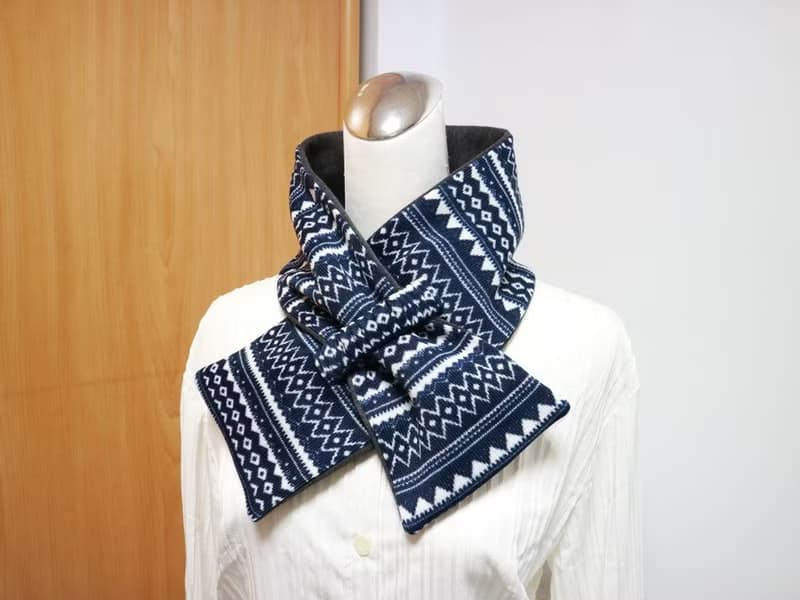 藍原住民風 可調式短圍巾.scarf 保暖圍脖 雙面雙色 大人.小孩均
