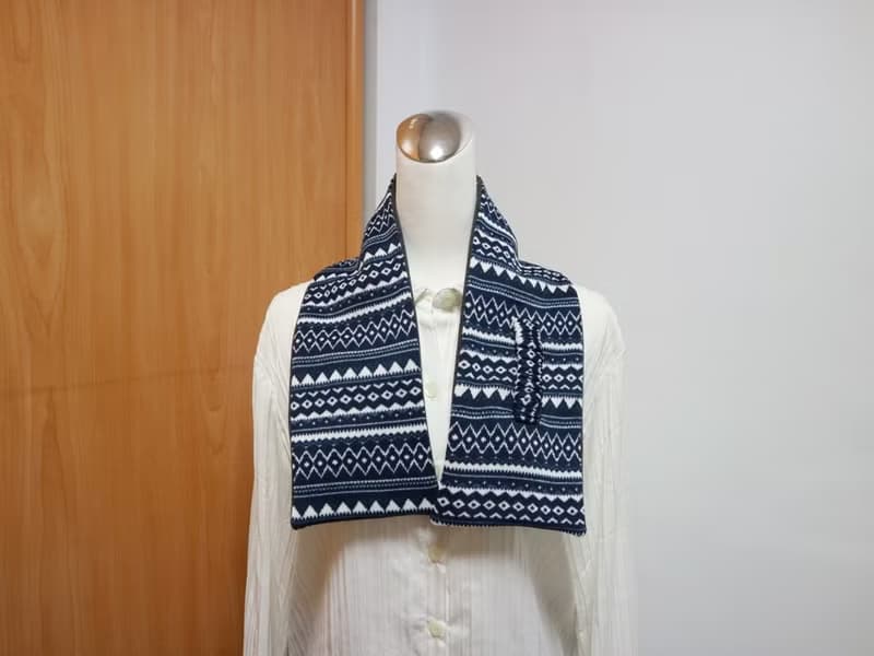 藍原住民風 可調式短圍巾.scarf 保暖圍脖 雙面雙色 大人.小孩均
