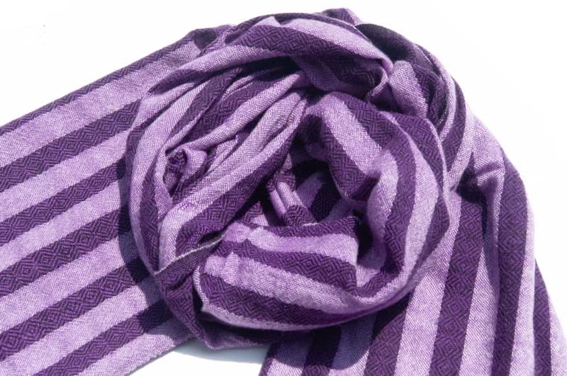 喀什米爾Cashmere 針織圍巾 純羊毛圍巾 手織圍巾 編織圍巾-紫色