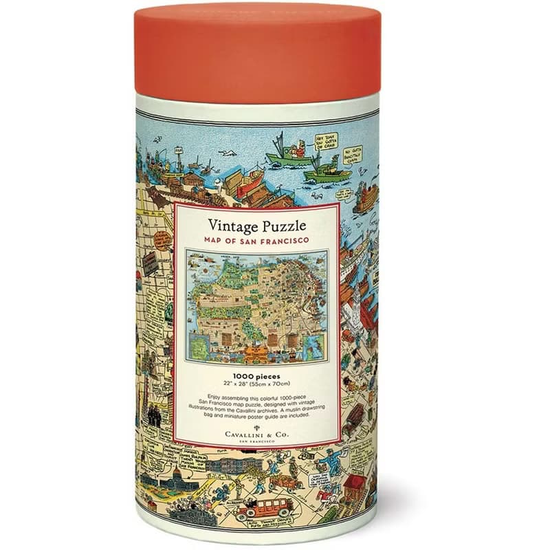 Cavallini & Co.  圓罐1000片拼圖_舊金山地圖
