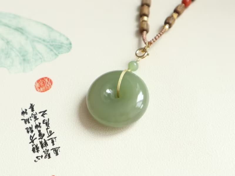 天然和田玉平安扣吊墜項鏈冰底翠青料脂份足玉質細膩