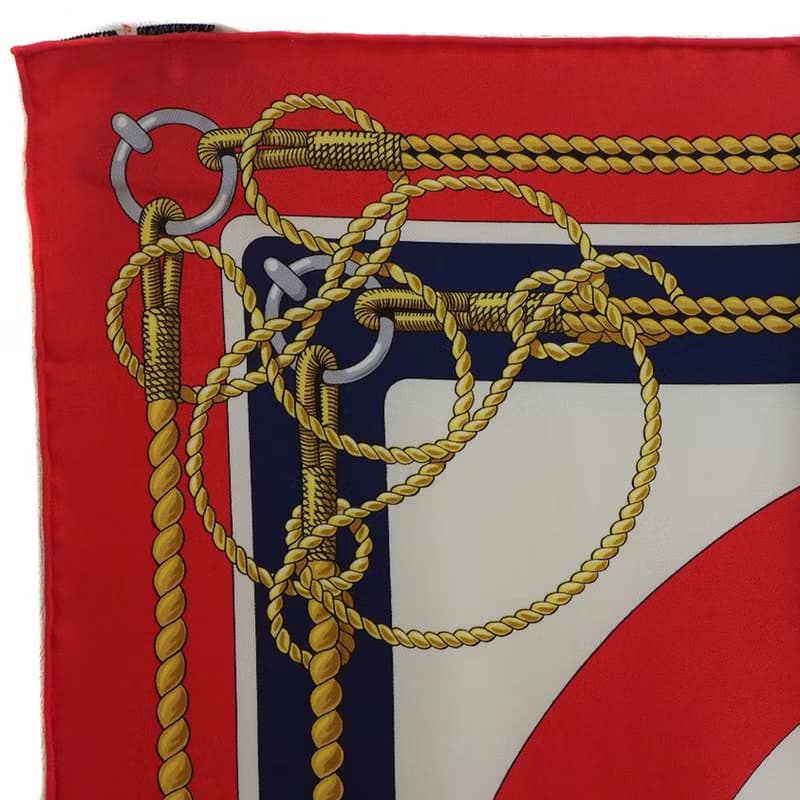 【日本直送】エルメス HERMES カレ90 スカーフ CHATEAUX D'ARRIERE 艫飾り シルク 赤 レディース【中古】