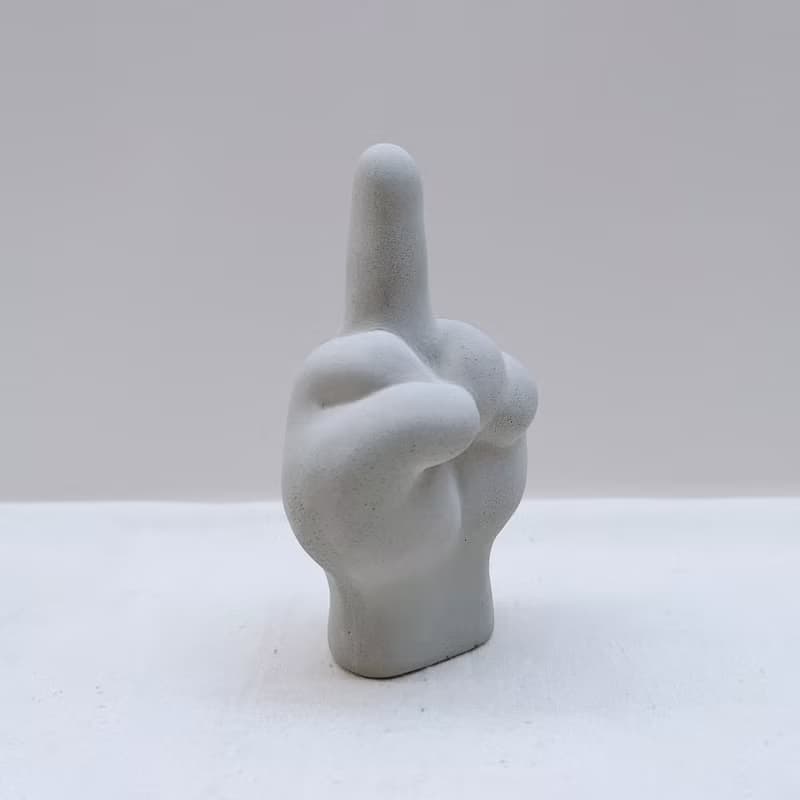 【快速出貨】小手 比中指 水泥擴香石 戒指座 交換禮物