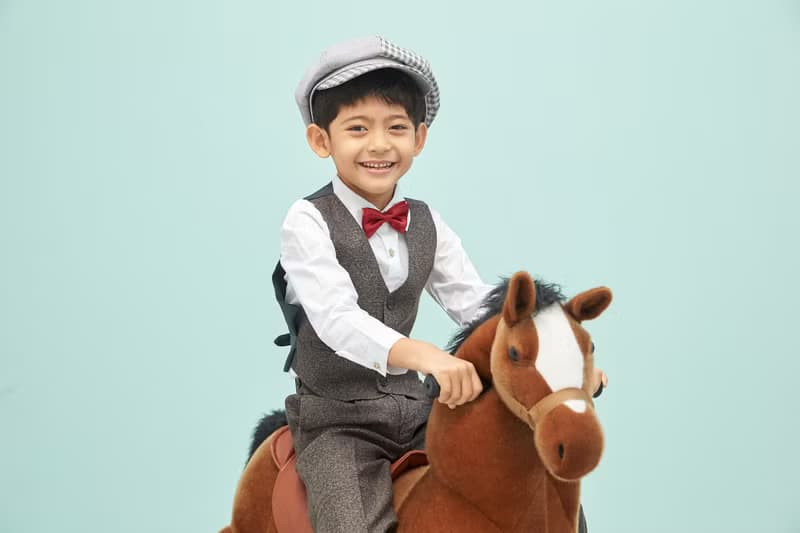 HAO.HAO kids 復古菱紋西裝-咖啡菱紋(三件組)