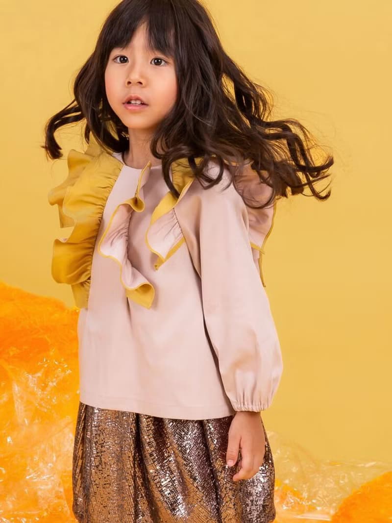 阿爾勒雙色荷葉上衣