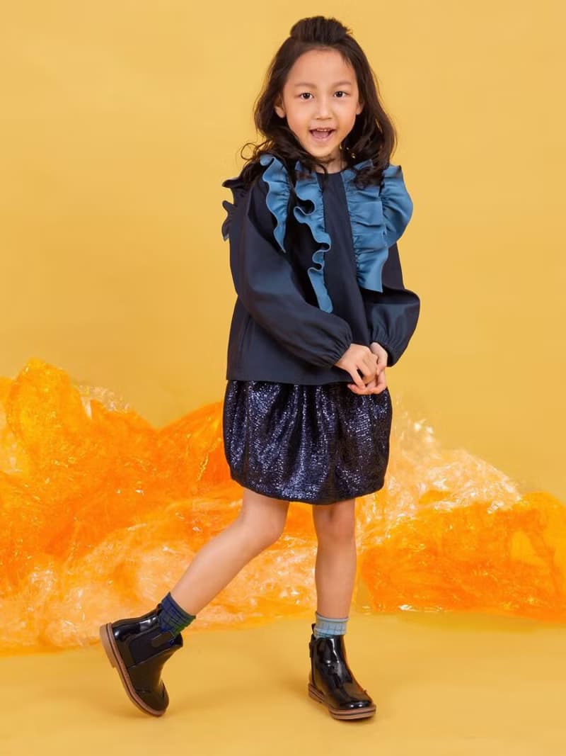 阿爾勒雙色荷葉上衣