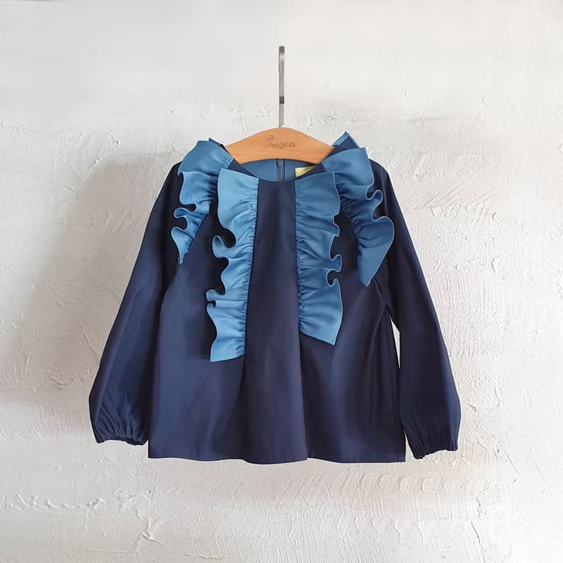 阿爾勒雙色荷葉上衣