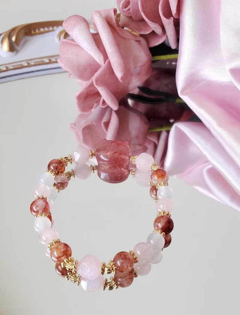 貓貓款水晶/草莓晶貓頭/鹽源貓爪-愛情桃花人緣水晶/水晶手鍊