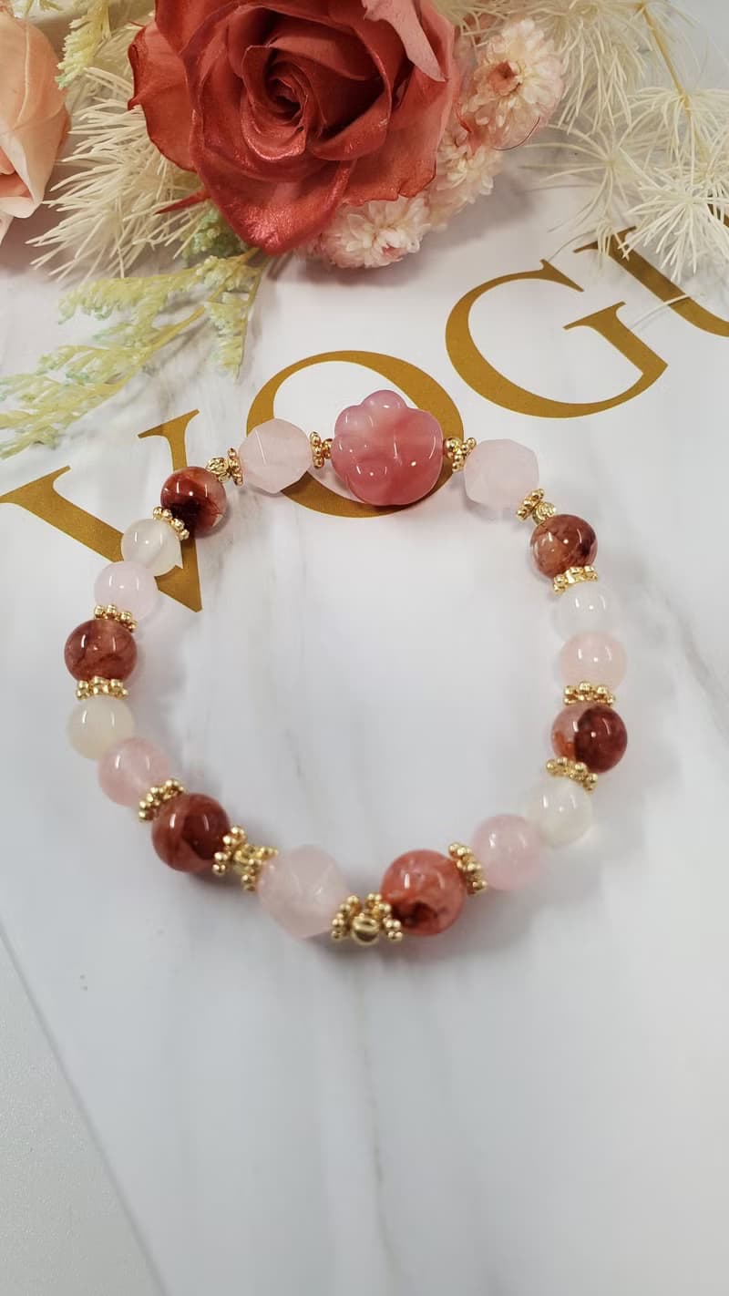 貓貓款水晶/草莓晶貓頭/鹽源貓爪-愛情桃花人緣水晶/水晶手鍊