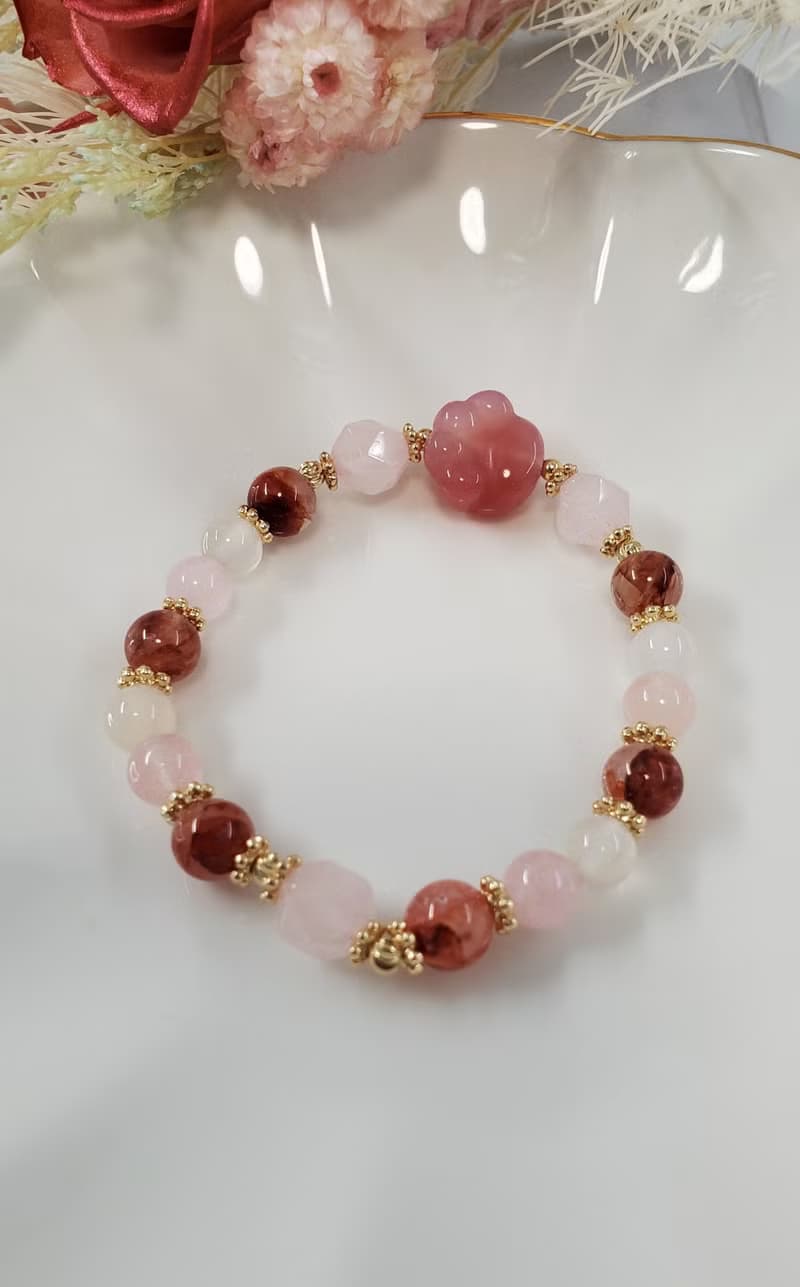 貓貓款水晶/草莓晶貓頭/鹽源貓爪-愛情桃花人緣水晶/水晶手鍊