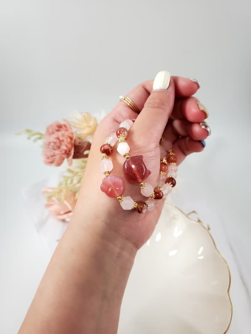 貓貓款水晶/草莓晶貓頭/鹽源貓爪-愛情桃花人緣水晶/水晶手鍊