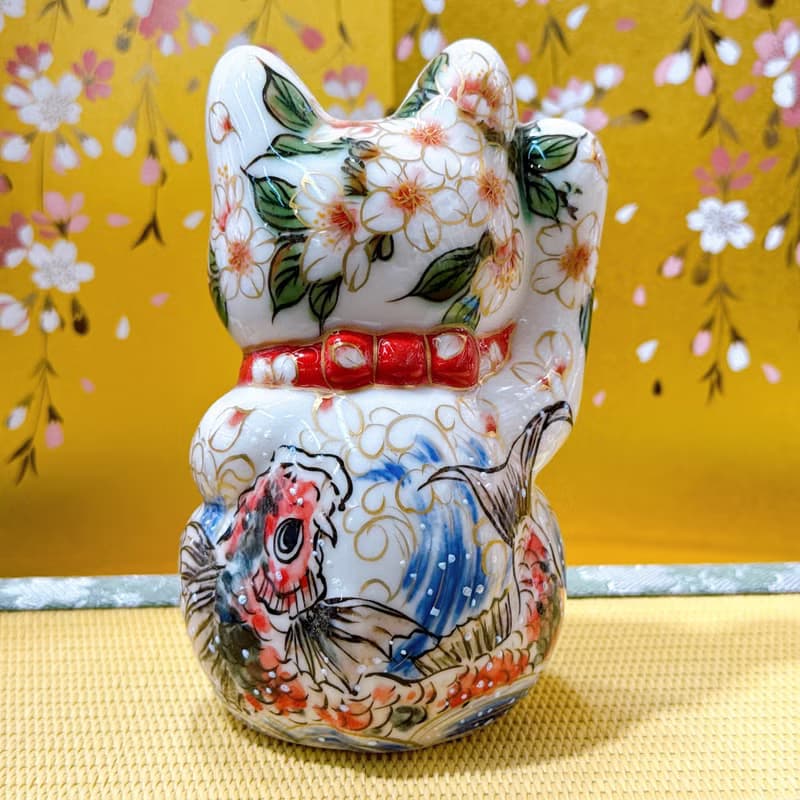【鯉躍成祥】日本清水燒招財貓 | 鯉