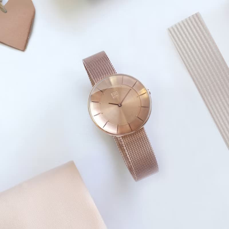 FLOATING 3867 光感美學米蘭帶女錶 - 玫瑰金