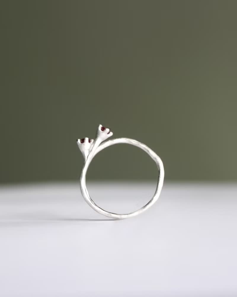 Little Mollis Ring (Garnet) sand blast finishing