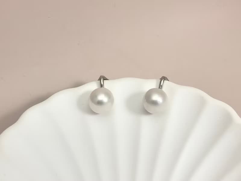 素 天然淡水珍珠 強光炫彩  S925銀14K注金 耳夾 無耳洞