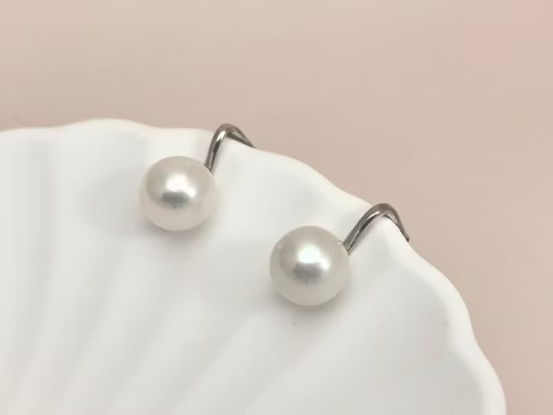 素 天然淡水珍珠 強光炫彩  S925銀14K注金 耳夾 無耳洞