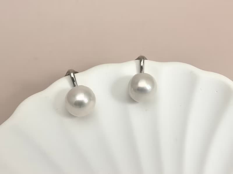 素 天然淡水珍珠 強光炫彩  S925銀14K注金 耳夾 無耳洞