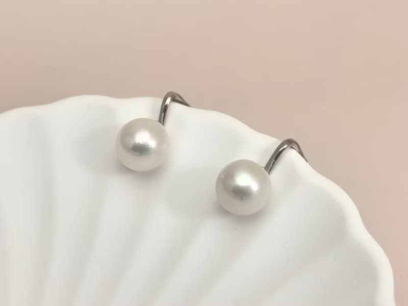 素 天然淡水珍珠 強光炫彩  S925銀14K注金 耳夾 無耳洞